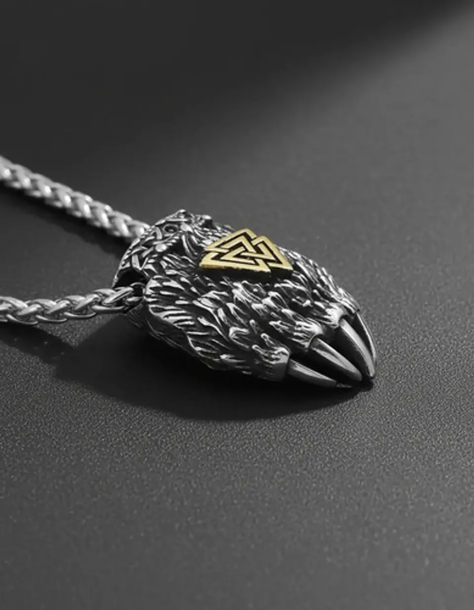 Collar Garra De Oso Nórdico Vikingo Acero Color Plata Hombre 6