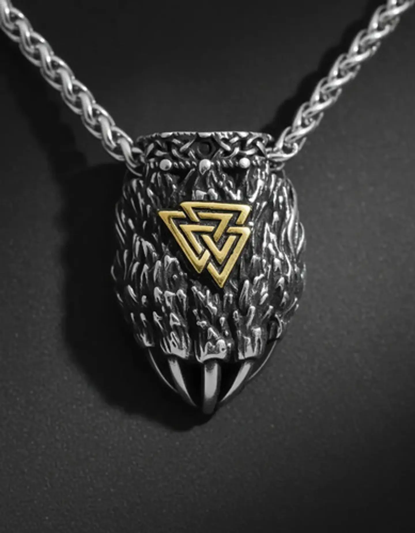 Collar Garra De Oso Nórdico Vikingo Acero Color Plata Hombre 7