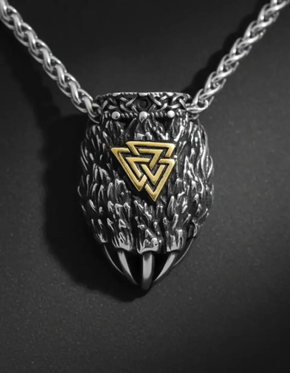 Collar Garra De Oso Nórdico Vikingo Acero Color Plata Hombre 7
