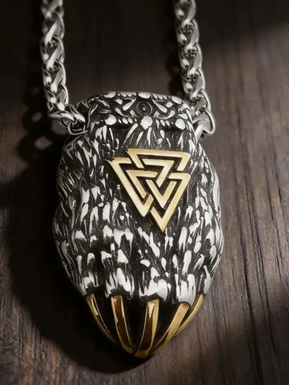 Collar Garra De Oso Nórdico Vikingo Acero Color Plata Hombre 8