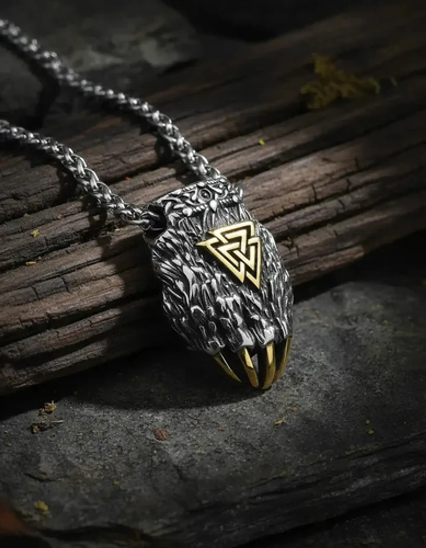 Collar Garra De Oso Nórdico Vikingo Acero Color Plata Hombre 9