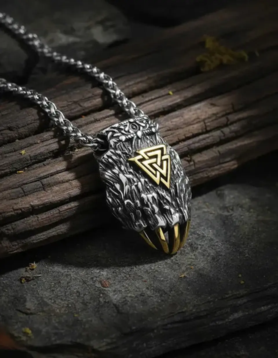 Collar Garra De Oso Nórdico Vikingo Acero Color Plata Hombre 9