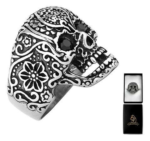 Anillo Gótico Forma Cráneo Calavera Acero Color Plata Hombre