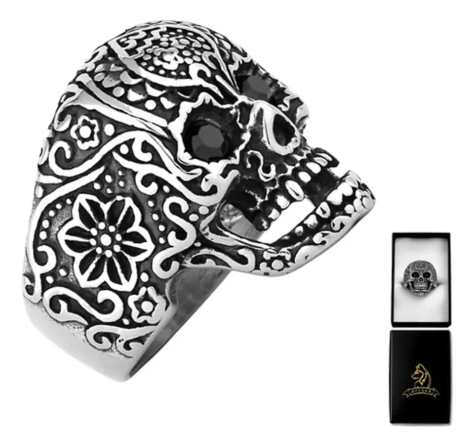 Anillo Gótico Forma Cráneo Calavera Acero Color Plata Hombre 1