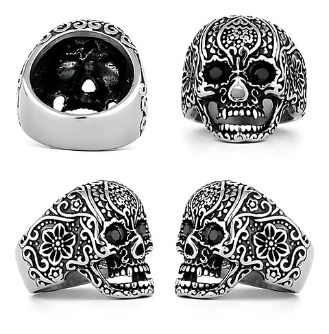 Anillo Gótico Forma Cráneo Calavera Acero Color Plata Hombre
