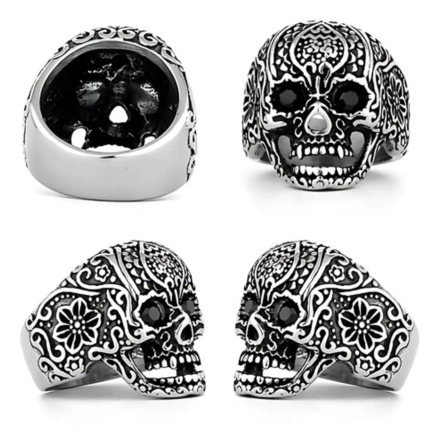 Anillo Gótico Forma Cráneo Calavera Acero Color Plata Hombre 2