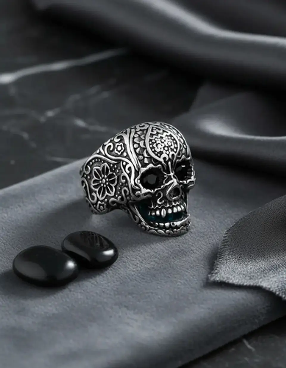 Anillo Gótico Forma Cráneo Calavera Acero Color Plata Hombre 3