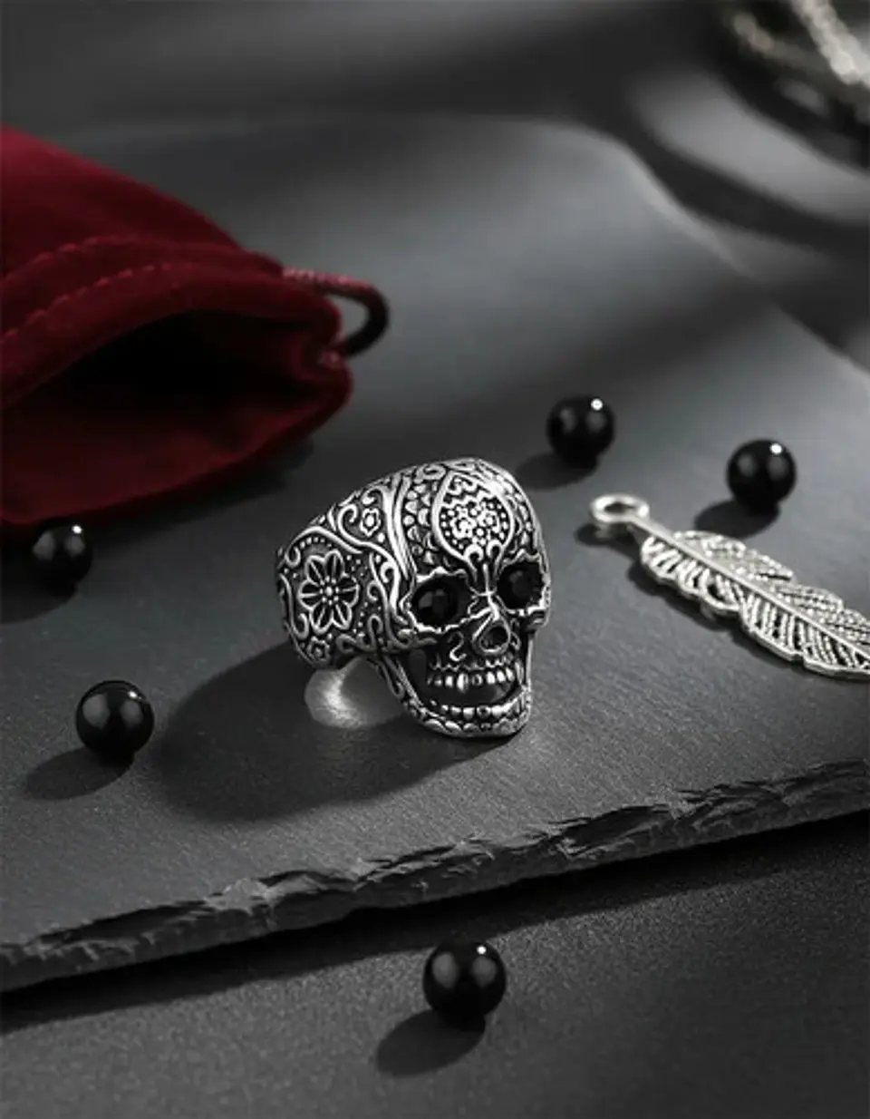 Anillo Gótico Forma Cráneo Calavera Acero Color Plata Hombre 4