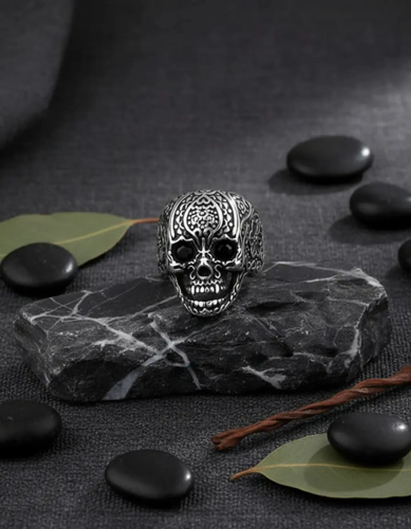 Anillo Gótico Forma Cráneo Calavera Acero Color Plata Hombre 6