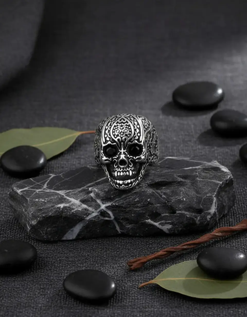Anillo Gótico Forma Cráneo Calavera Acero Color Plata Hombre 6