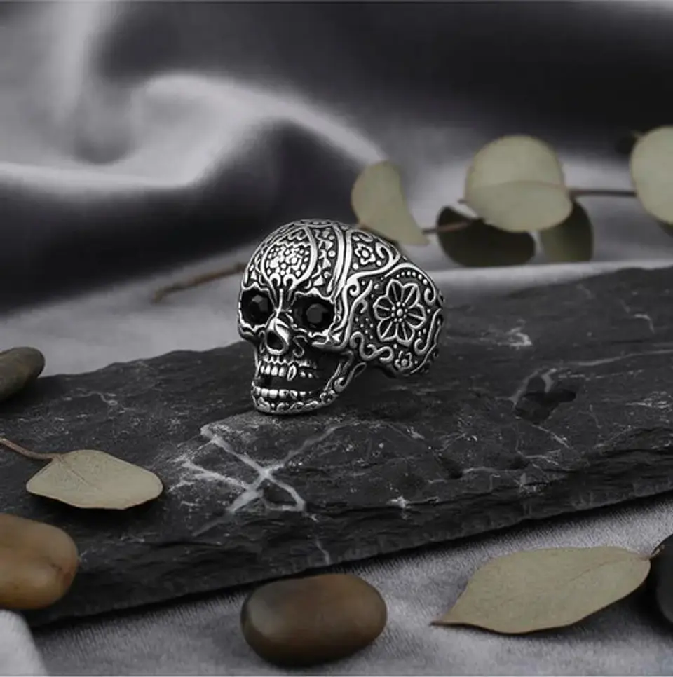 Anillo Gótico Forma Cráneo Calavera Acero Color Plata Hombre 7