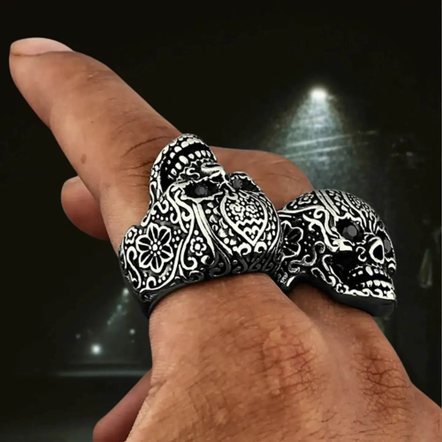 Anillo Gótico Forma Cráneo Calavera Acero Color Plata Hombre 10