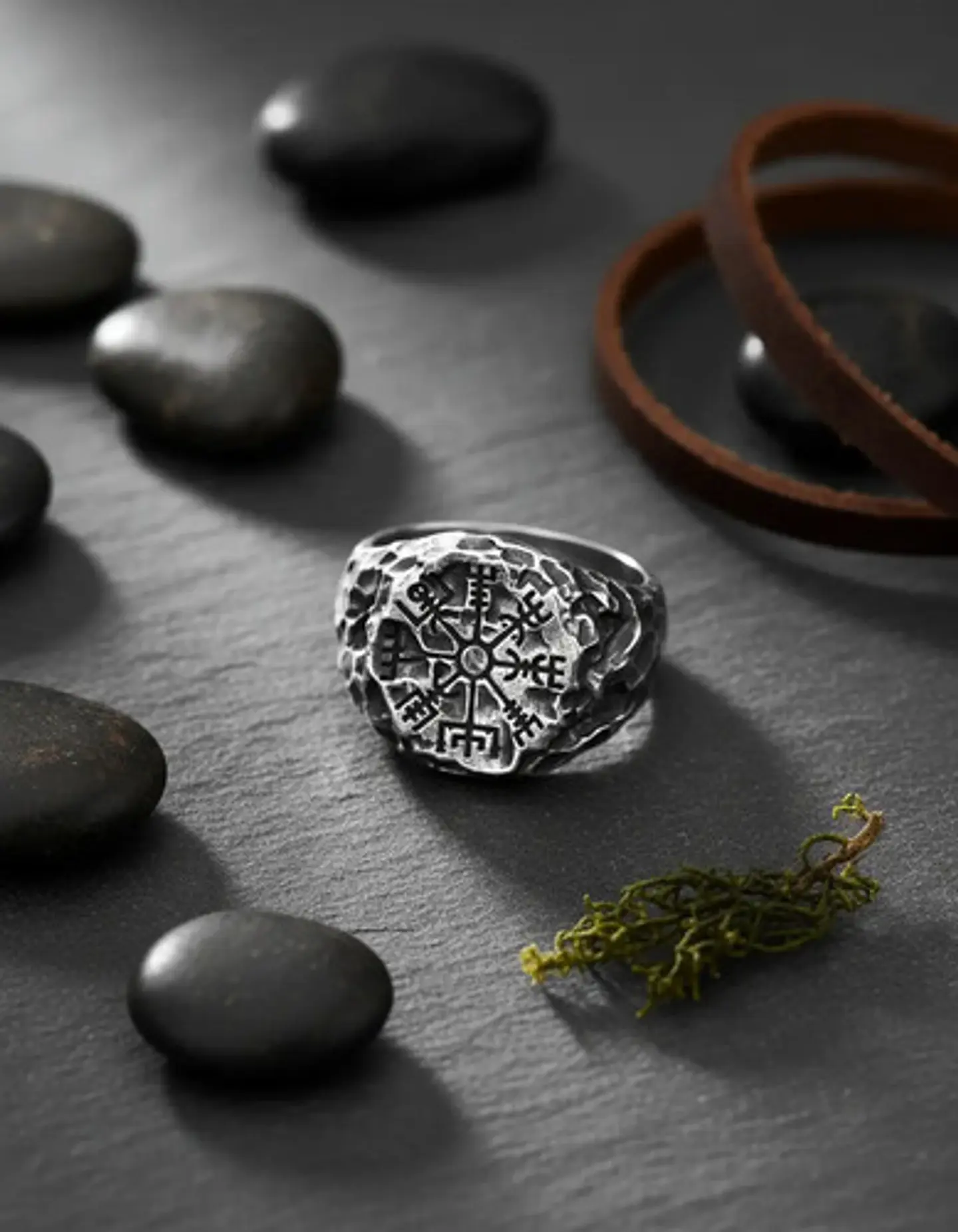 Anillo De Acero Vegvísir Brújula Vikingo Color Plata Hombre 6