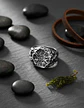 Anillo De Acero Vegvísir Brújula Vikingo Color Plata Hombre - Miniatura 6