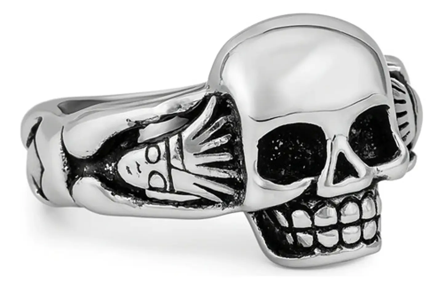Anillo Gotico Cráneo Calavera Acero Color Plata Hombre Mujer 2