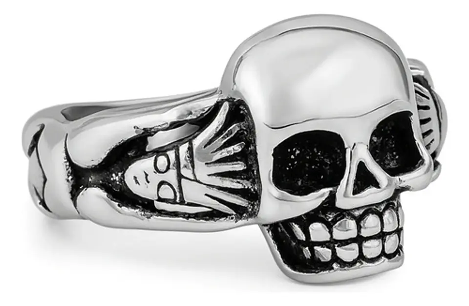 Anillo Gotico Cráneo Calavera Acero Color Plata Hombre Mujer 2