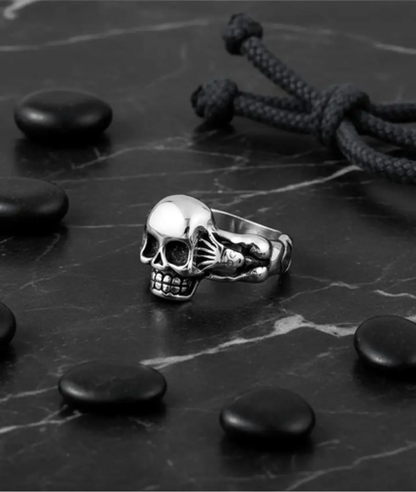 Anillo Gotico Cráneo Calavera Acero Color Plata Hombre Mujer 7