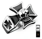 Anillo Calavera Cráneo Cruz Biker Acero Color Plata Hombre - Miniatura 1