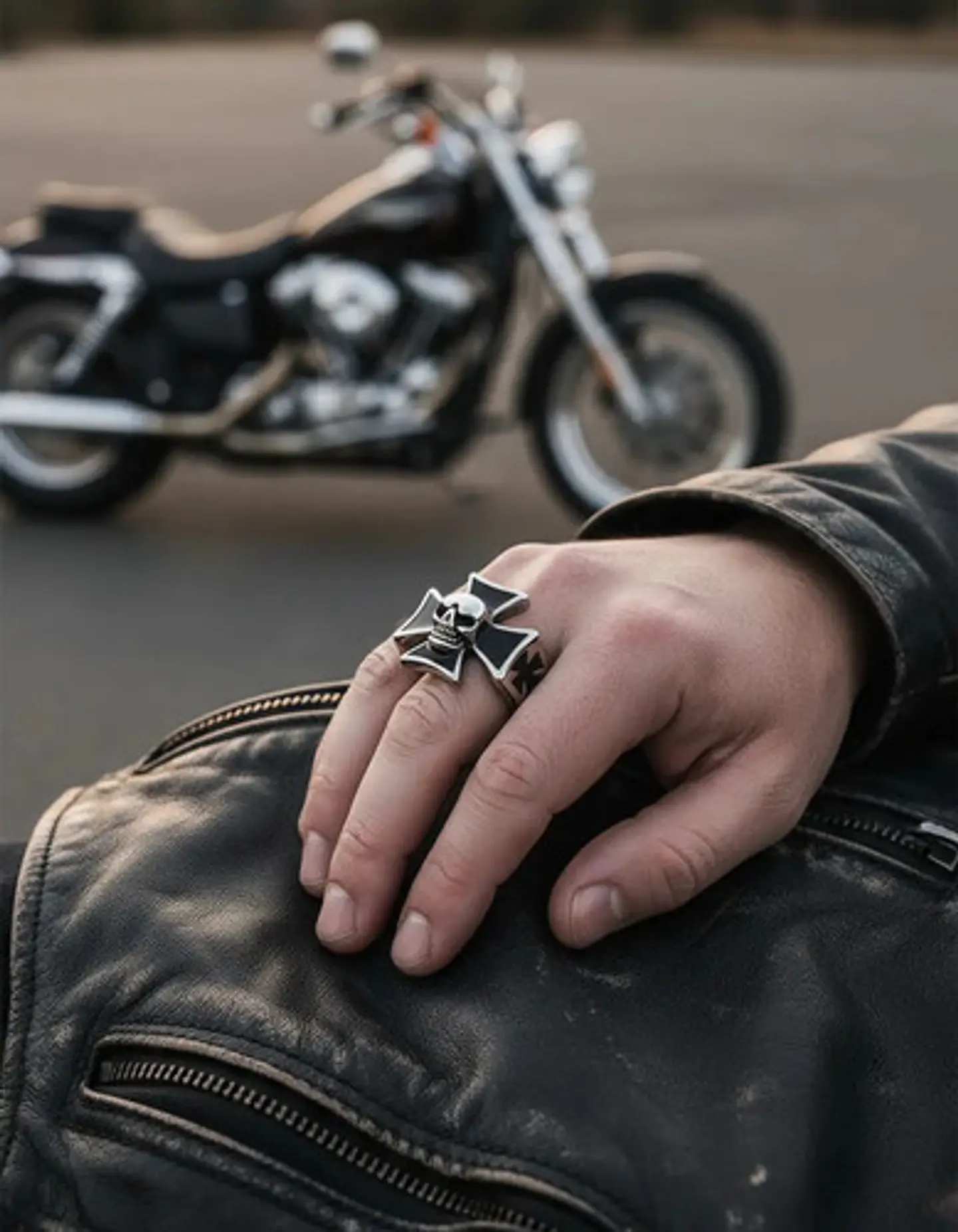 Anillo Calavera Cráneo Cruz Biker Acero Color Plata Hombre 2