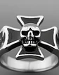 Anillo Calavera Cráneo Cruz Biker Acero Color Plata Hombre - Miniatura 3