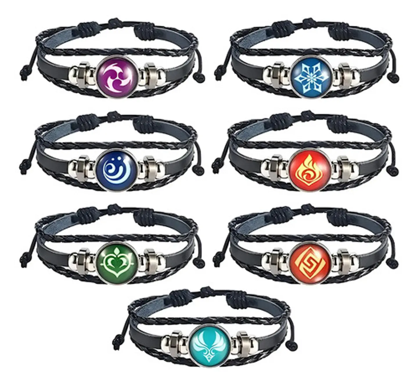 Pulsera Manilla Cuero Elements Genshin Impact Hombre Y Mujer 7
