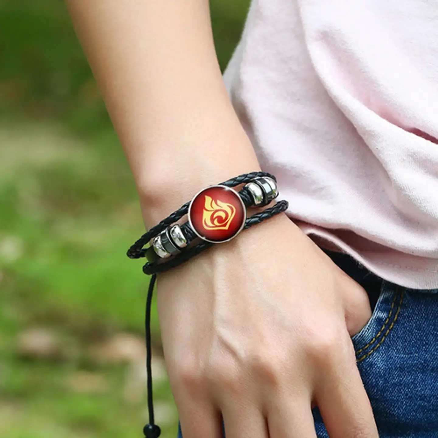Pulsera Manilla Cuero Elements Genshin Impact Hombre Y Mujer 18