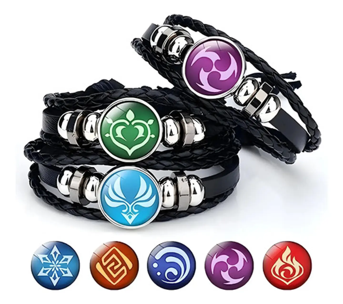 Pulsera Manilla Cuero Elements Genshin Impact Hombre Y Mujer 29