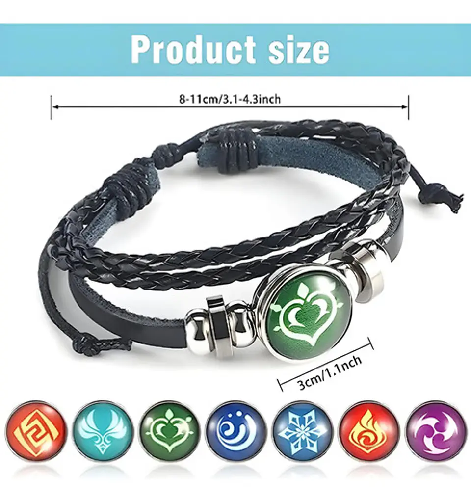 Pulsera Manilla Cuero Elements Genshin Impact Hombre Y Mujer 35