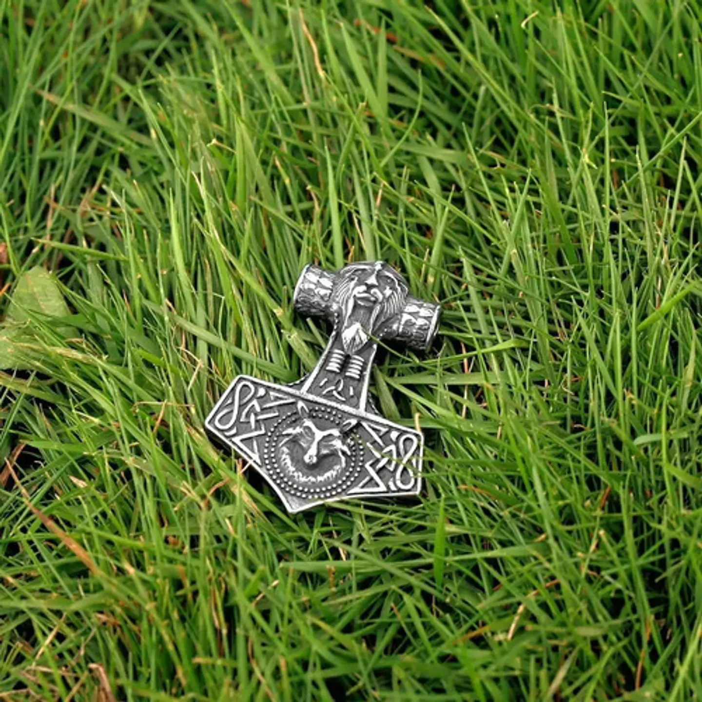 Collar Dije Thor Lobo Vikingo Acero Color Plata Para Hombre 9