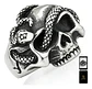Anillo Serpiente Cráneo Calavera Acero Color Plata Hombre - Miniatura 1