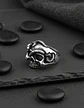 Anillo Serpiente Cráneo Calavera Acero Color Plata Hombre - Miniatura 4