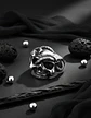 Anillo Serpiente Cráneo Calavera Acero Color Plata Hombre - Miniatura 7
