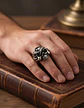 Anillo Serpiente Cráneo Calavera Acero Color Plata Hombre - Miniatura 9