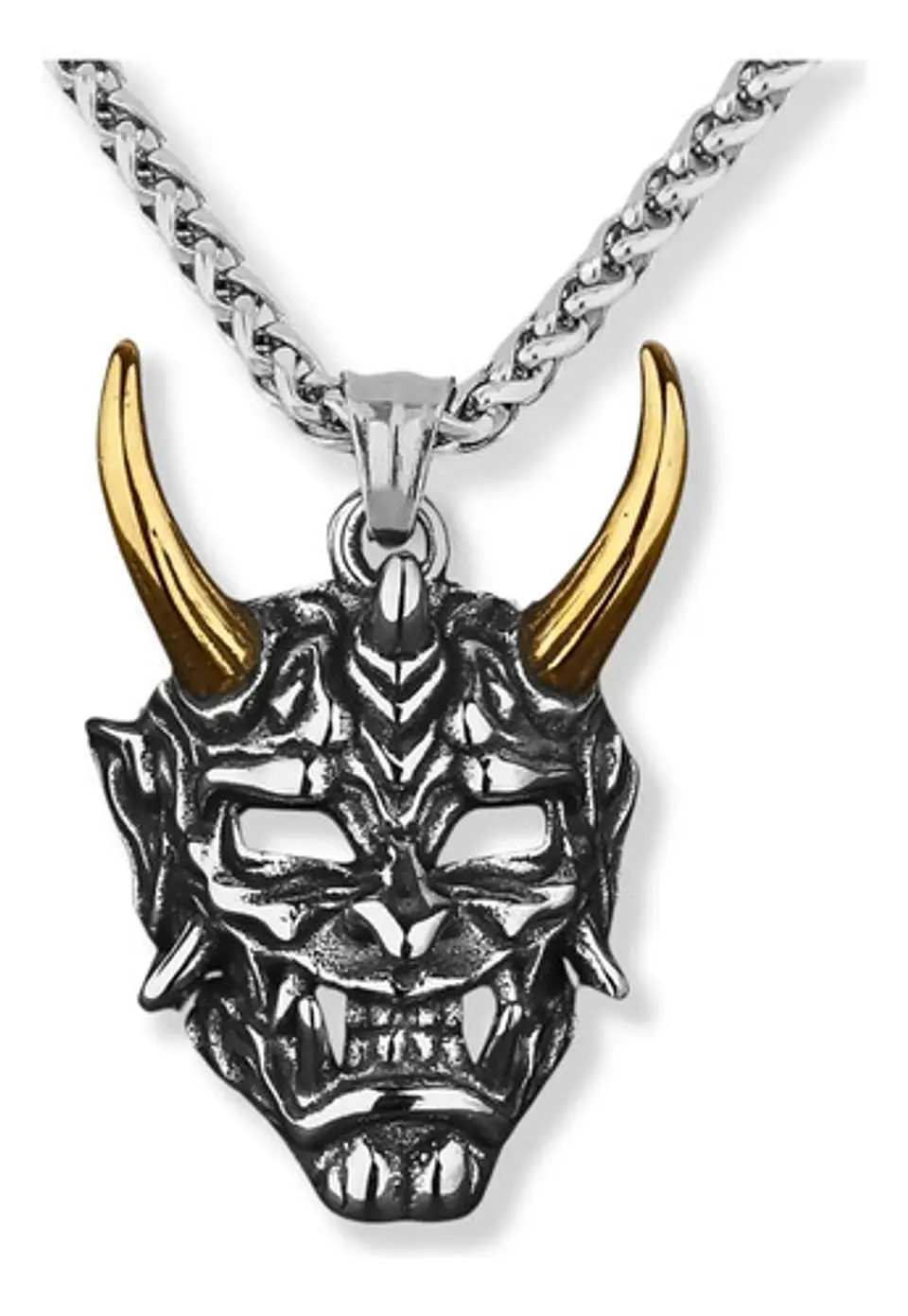 Collar Para Hombre Con Dije Demonio Diablo Acero Color Plata 1