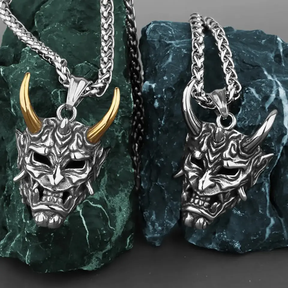 Collar Para Hombre Con Dije Demonio Diablo Acero Color Plata 6