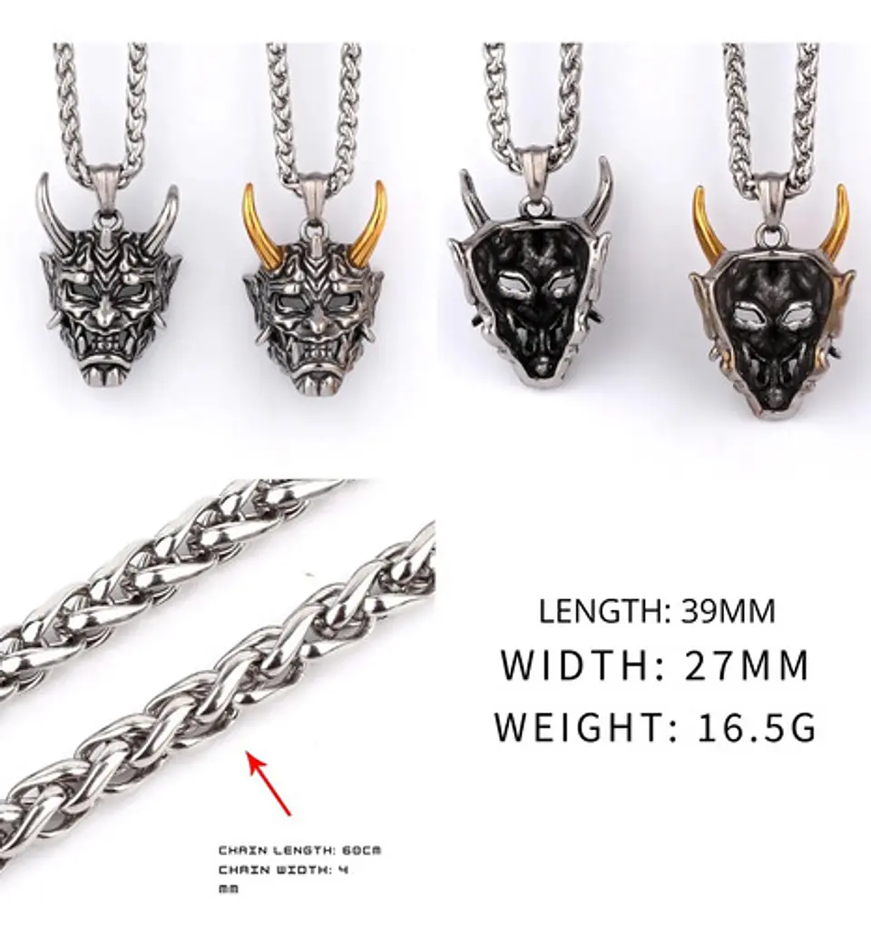 Collar Para Hombre Con Dije Demonio Diablo Acero Color Plata 9