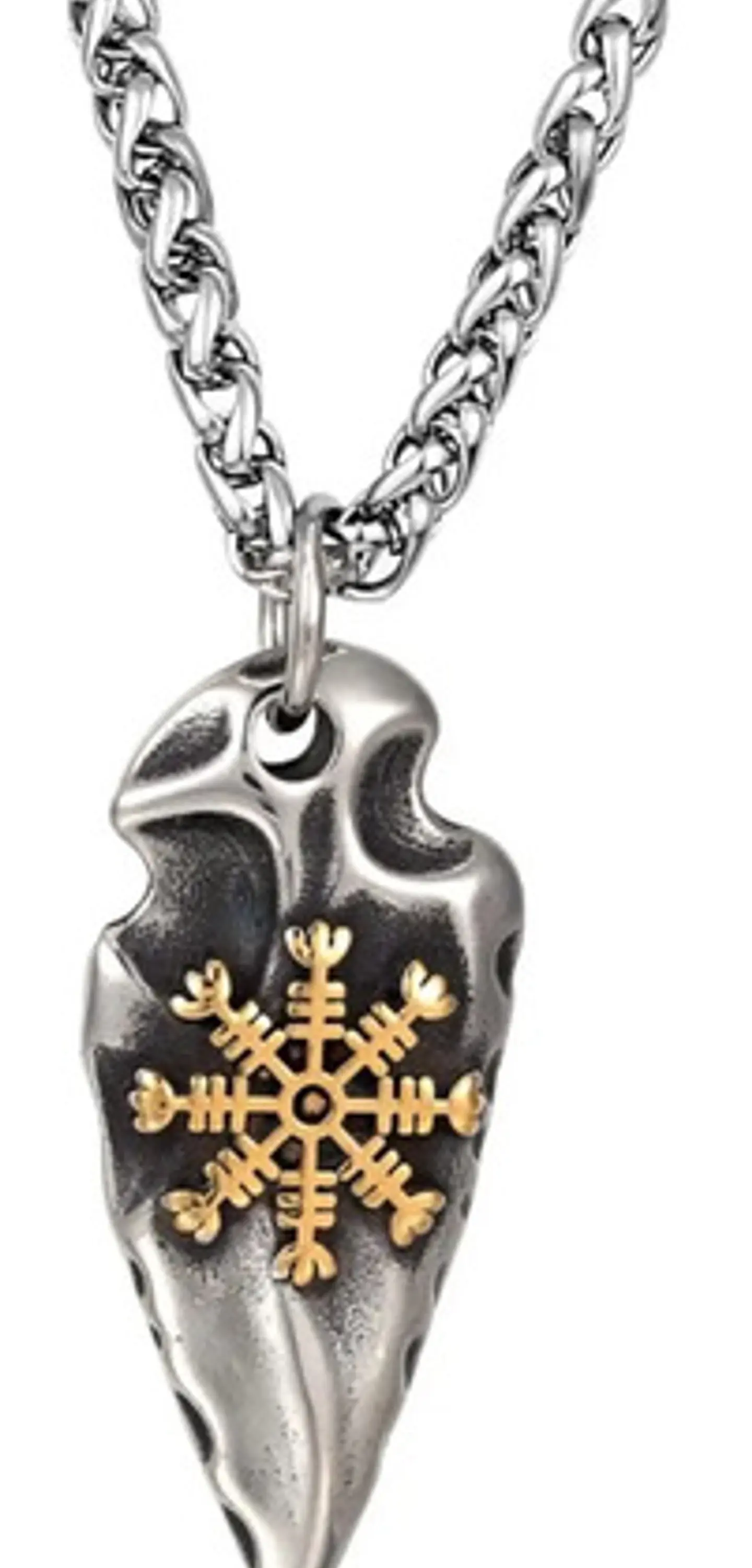 Collar Vegvísir Gungnir Vikingo Acero Color Plata Hombre Plateado 1