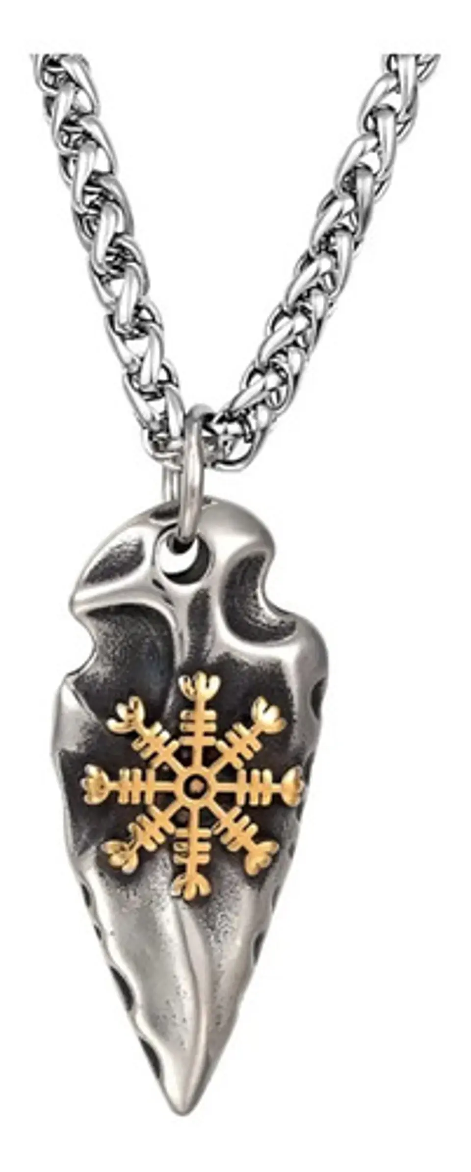 Collar Vegvísir Gungnir Vikingo Acero Color Plata Hombre Plateado 1