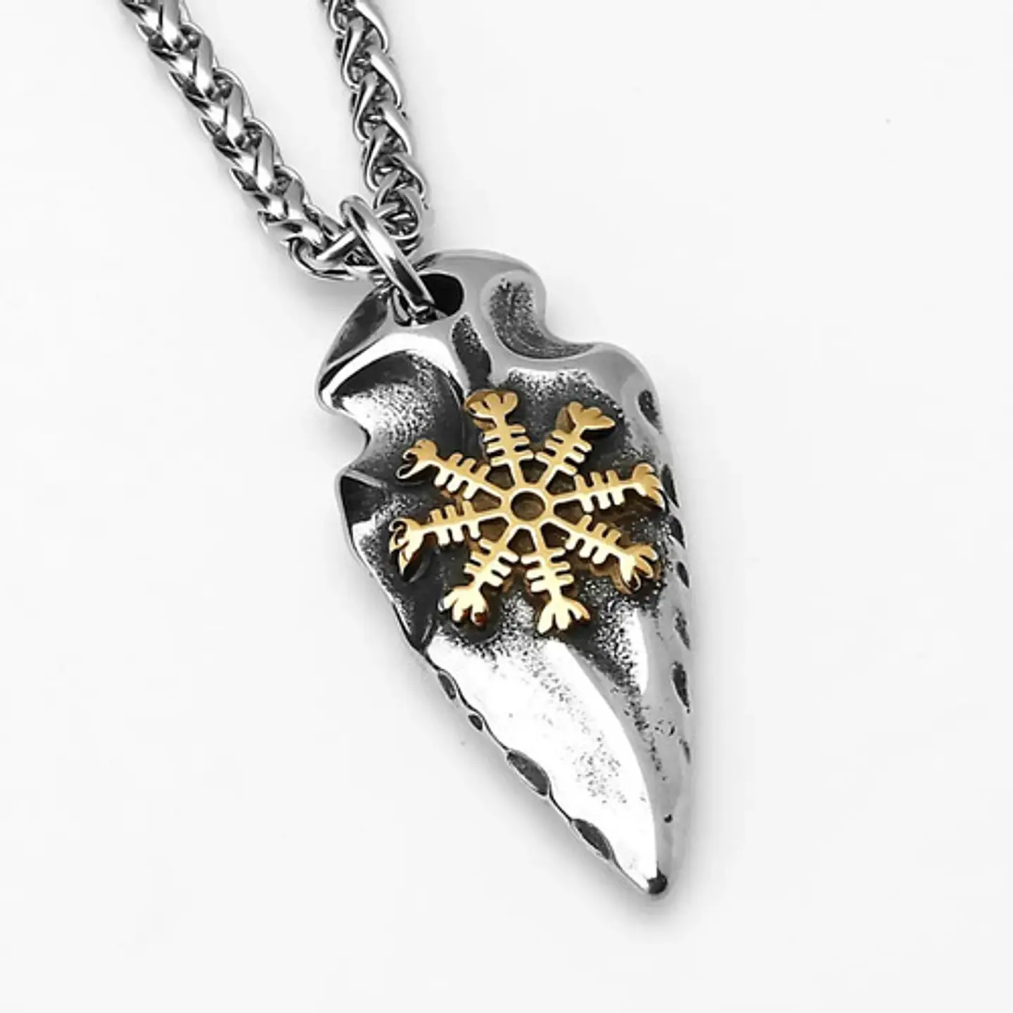 Collar Vegvísir Gungnir Vikingo Acero Color Plata Hombre Plateado 4
