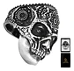 Anillo Flor Mandala Cráneo Calavera Acero Color Plata Hombre - Miniatura 1