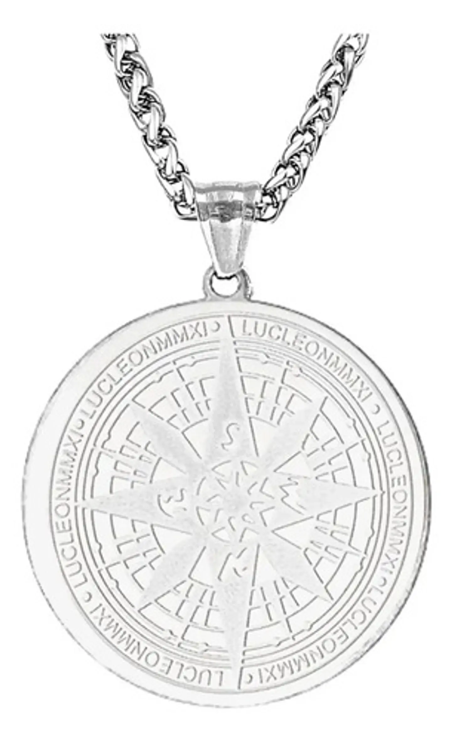 Collar Dije Brujula Nautica Acero Color Plata/oro Hombre 1
