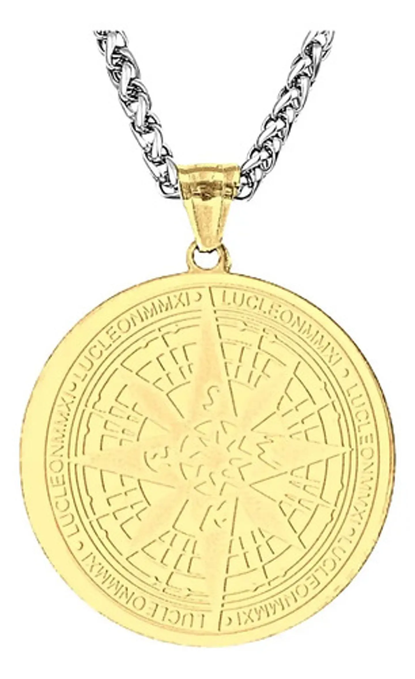 Collar Dije Brujula Nautica Acero Color Plata/oro Hombre 8