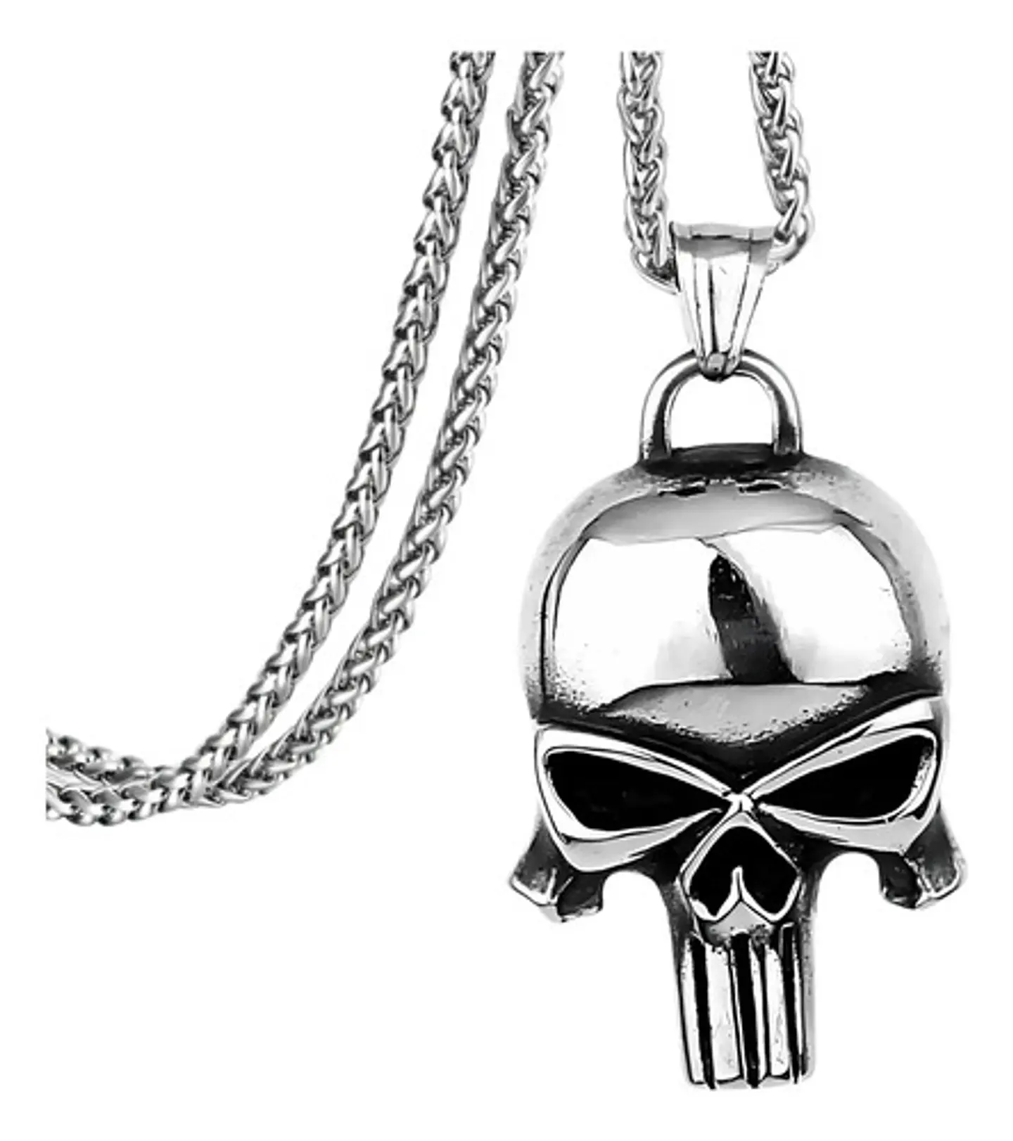 Collar Para Hombre Con Dije The Punisher Cráneo Color Plata 1