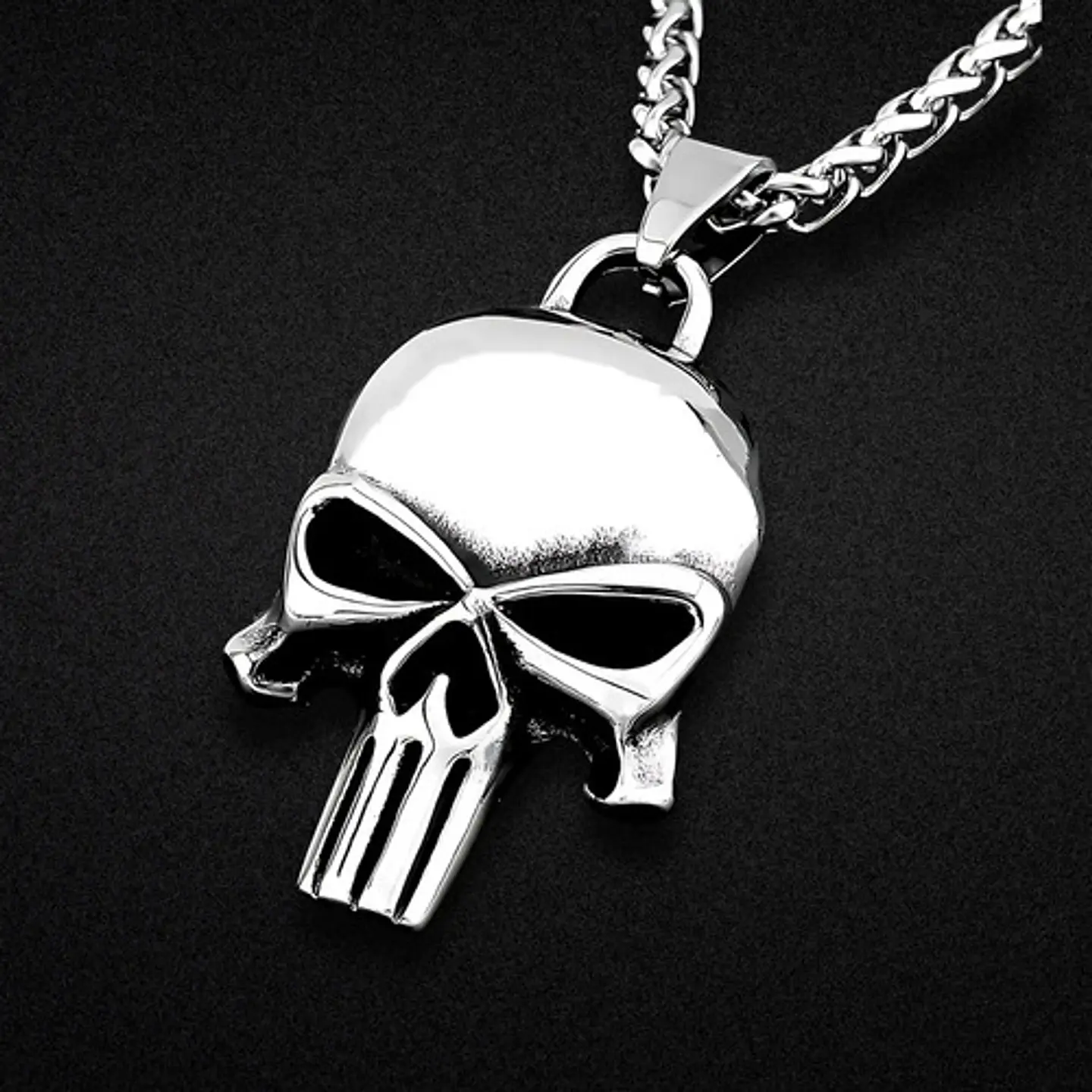 Collar Para Hombre Con Dije The Punisher Cráneo Color Plata 7
