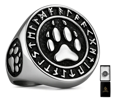 Anillo Para Hombre Mujer Con Garra Lobo Vikingo Color Plata