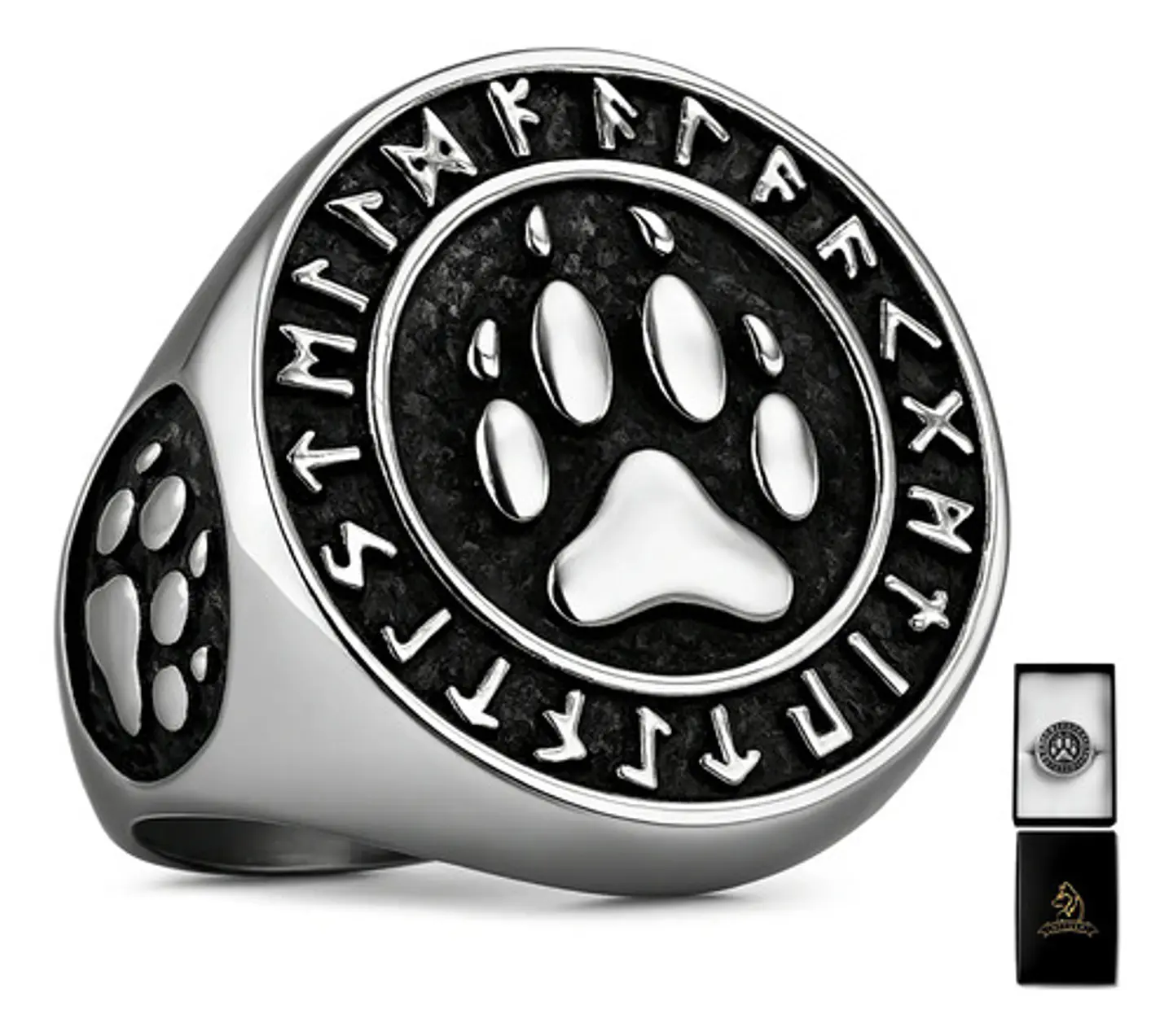 Anillo Para Hombre Mujer Con Garra Lobo Vikingo Color Plata 1