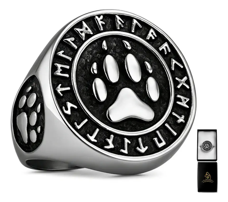 Anillo Para Hombre Mujer Con Garra Lobo Vikingo Color Plata 1