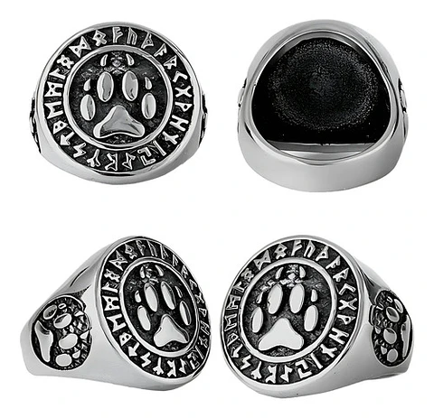 Anillo Para Hombre Mujer Con Garra Lobo Vikingo Color Plata