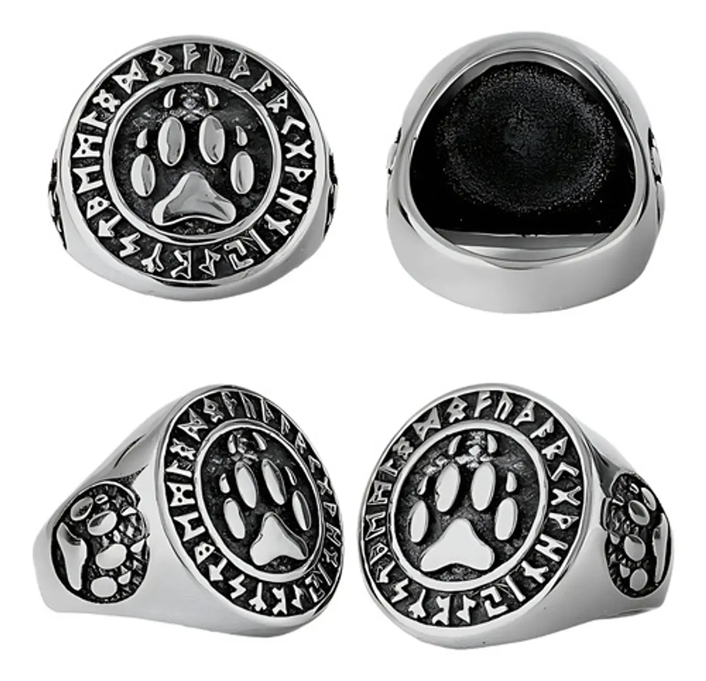 Anillo Para Hombre Mujer Con Garra Lobo Vikingo Color Plata 2