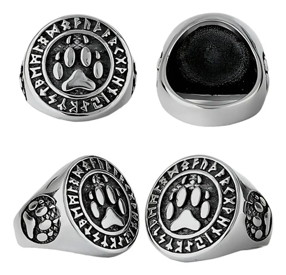 Anillo Para Hombre Mujer Con Garra Lobo Vikingo Color Plata 2